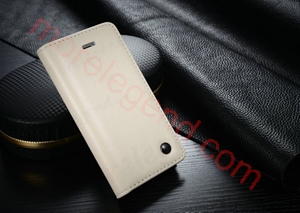 图片 CASEME Oil Wax Leather Card Holder Cover for iPhone SE 5s 5 - White