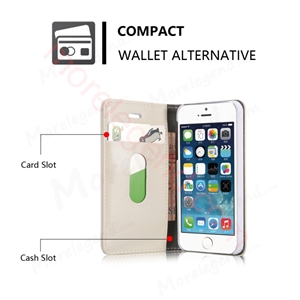 图片 CASEME Oil Wax Leather Card Holder Case for iPhone SE 5s 5 - White