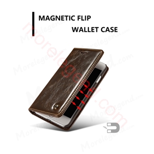 图片 CASEME Oil Wax Leather Card Holder Case for iPhone 7-Brown